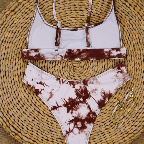 ✨Brown and White Tie Dye Bikini Set - Picture 2 of 12